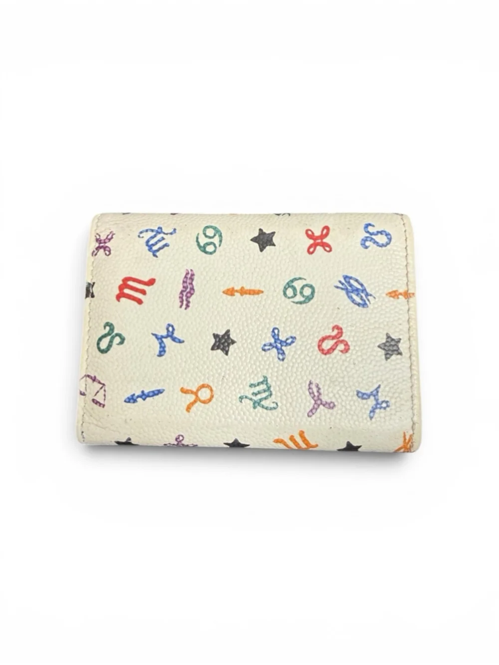 Saint Laurent Paris Zodiac Print Leather Trifold Wallet